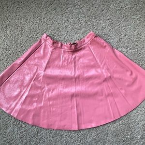 Topshop Faux Leather Pink Skater/Circle Skirt (Size 6)
